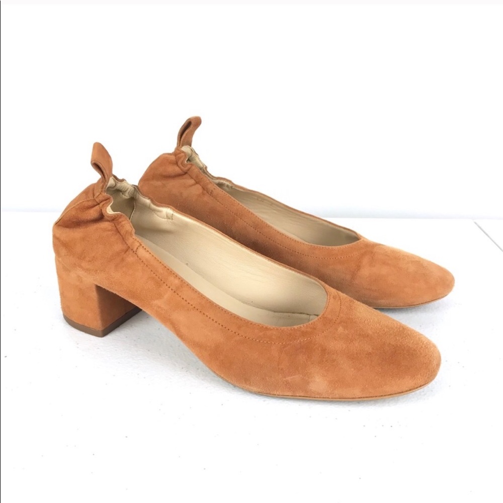 Everlane Cognac Suede The Day Heels Block
